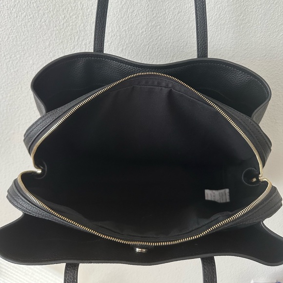 QUINCE Italian Black Leather Triple Compartment Work Bag - Picture 11 of 13